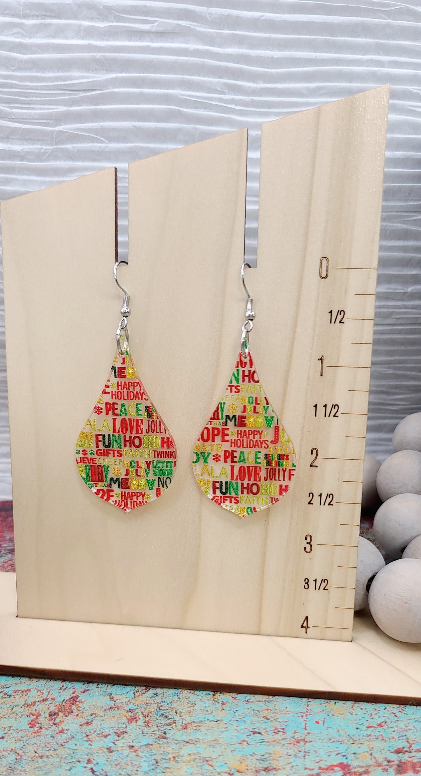 Holiday Words Stretch Drop Earrings