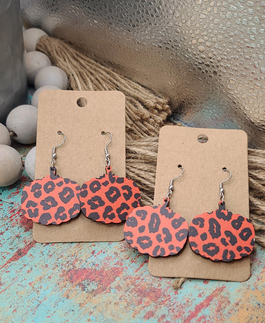 Orange Leopard Pumpkin Earrings