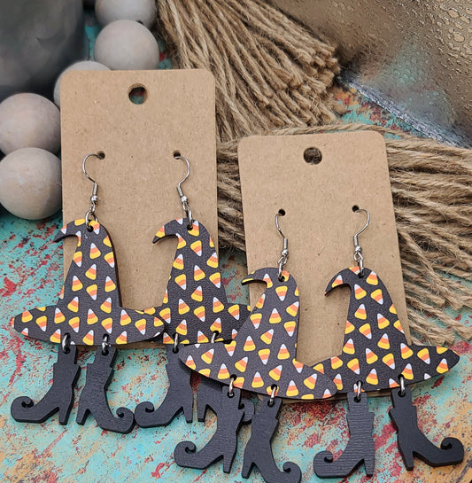 Candy Corn Witch Earrings