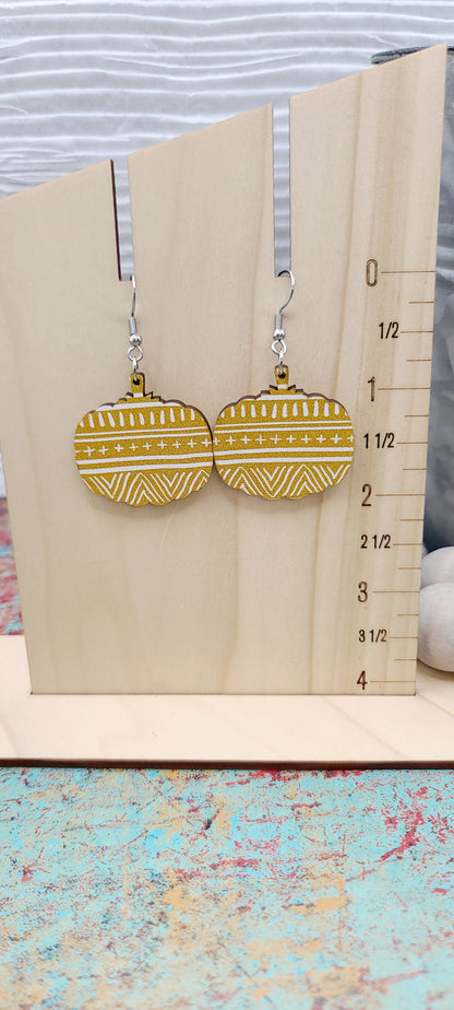 Mustard Tribal Pumpkin Earrings