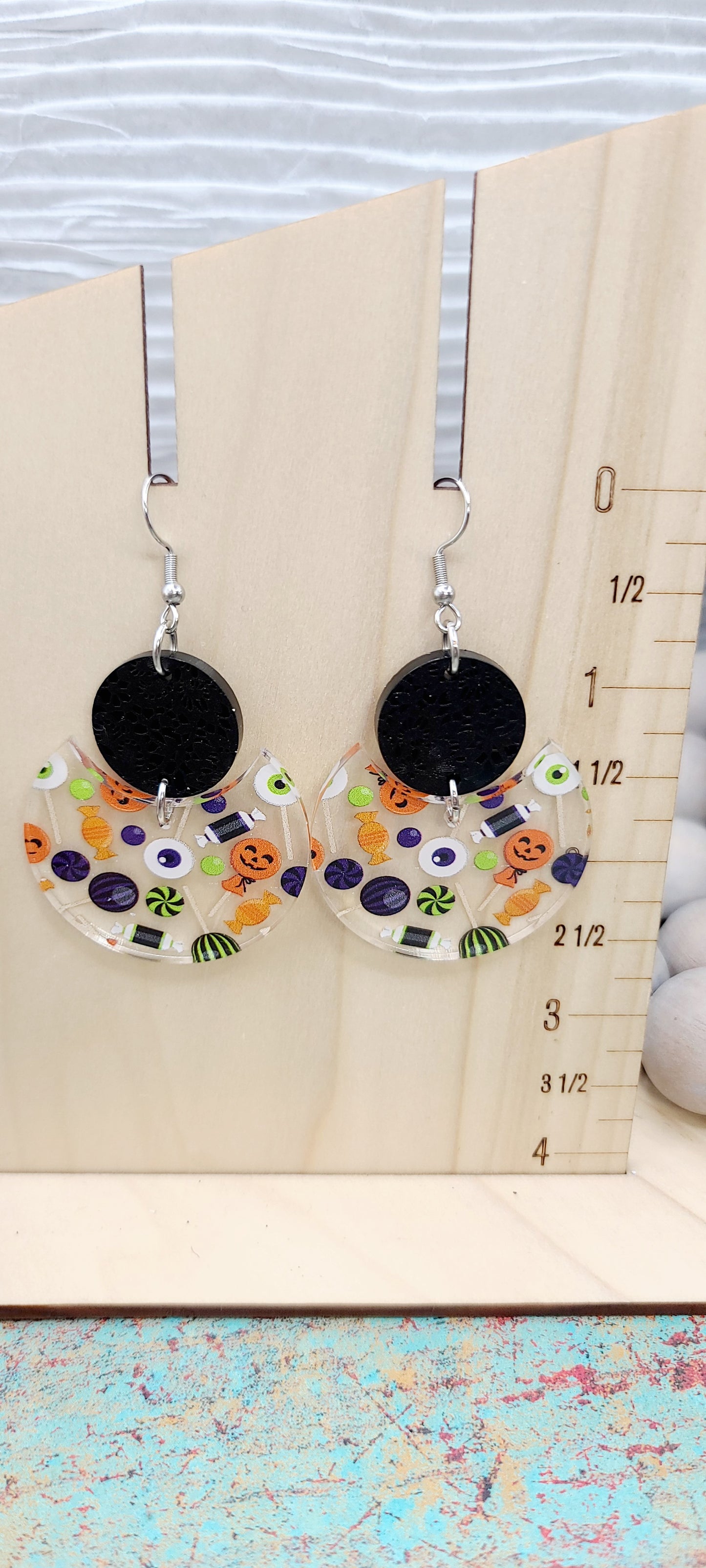 Black Lace Candy Stacked Earrings