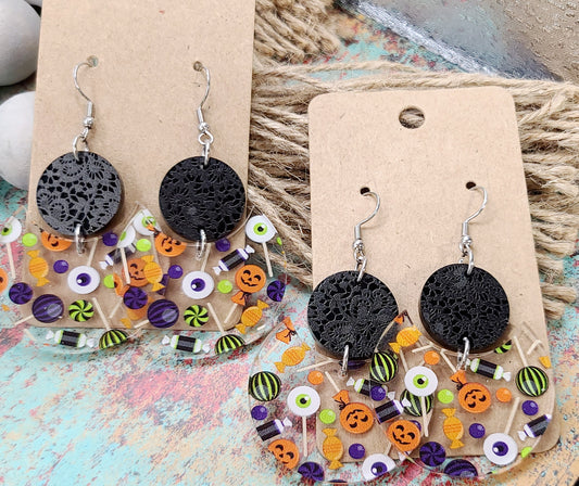 Black Lace Candy Stacked Earrings