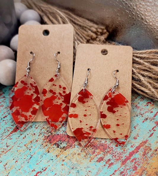 Blood Splatter Petal Earrings