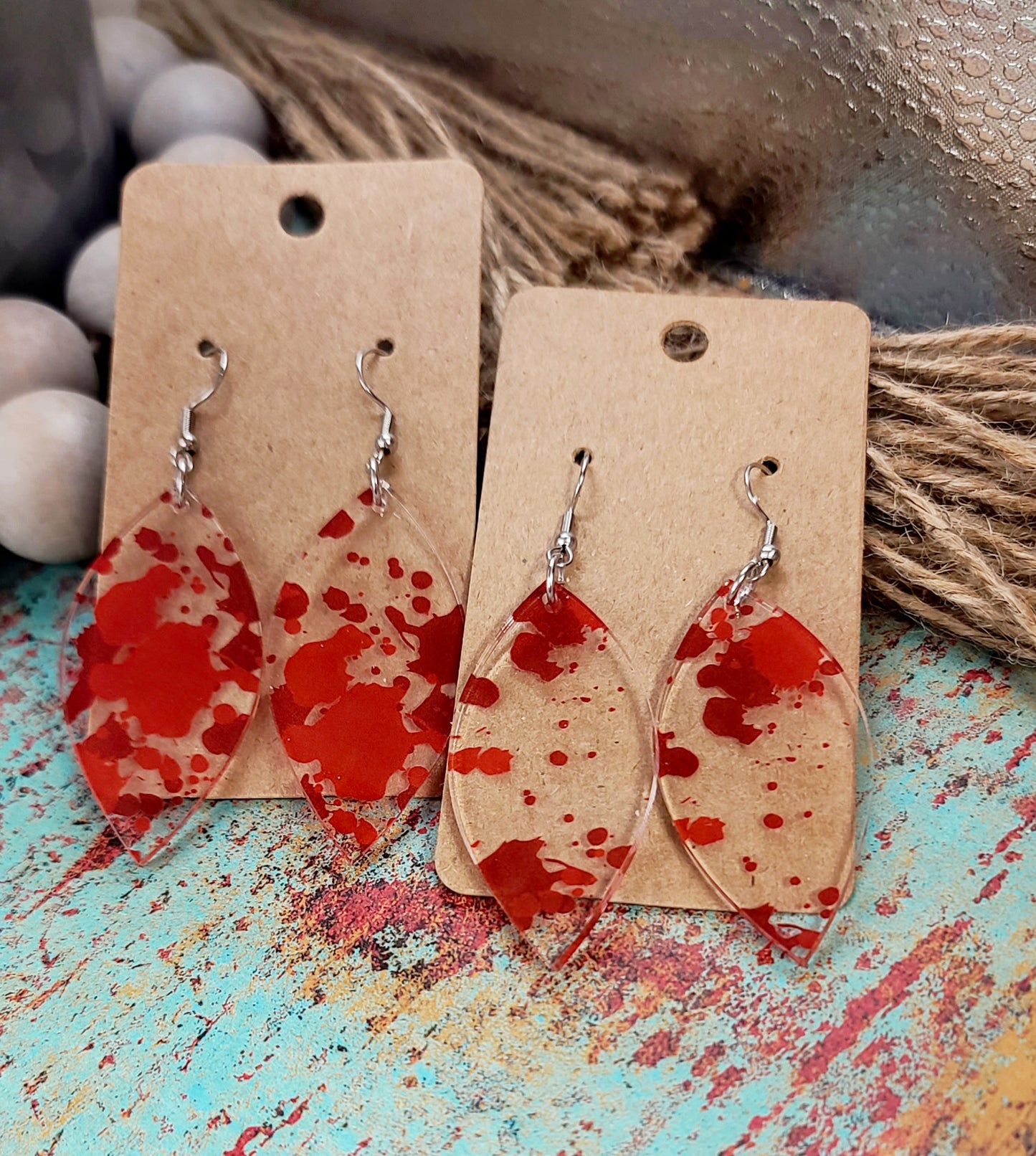 Blood Splatter Petal Earrings