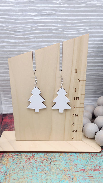 White Christmas Tree Earrings