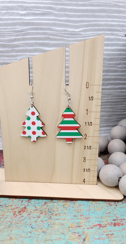 Whimsical Mismatch Christmas Tree Earrings