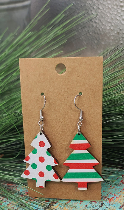 Whimsical Mismatch Christmas Tree Earrings