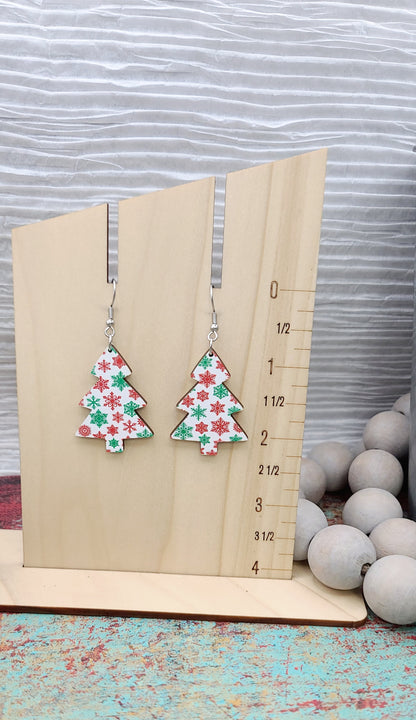 Snowflake Christmas Tree Earrings