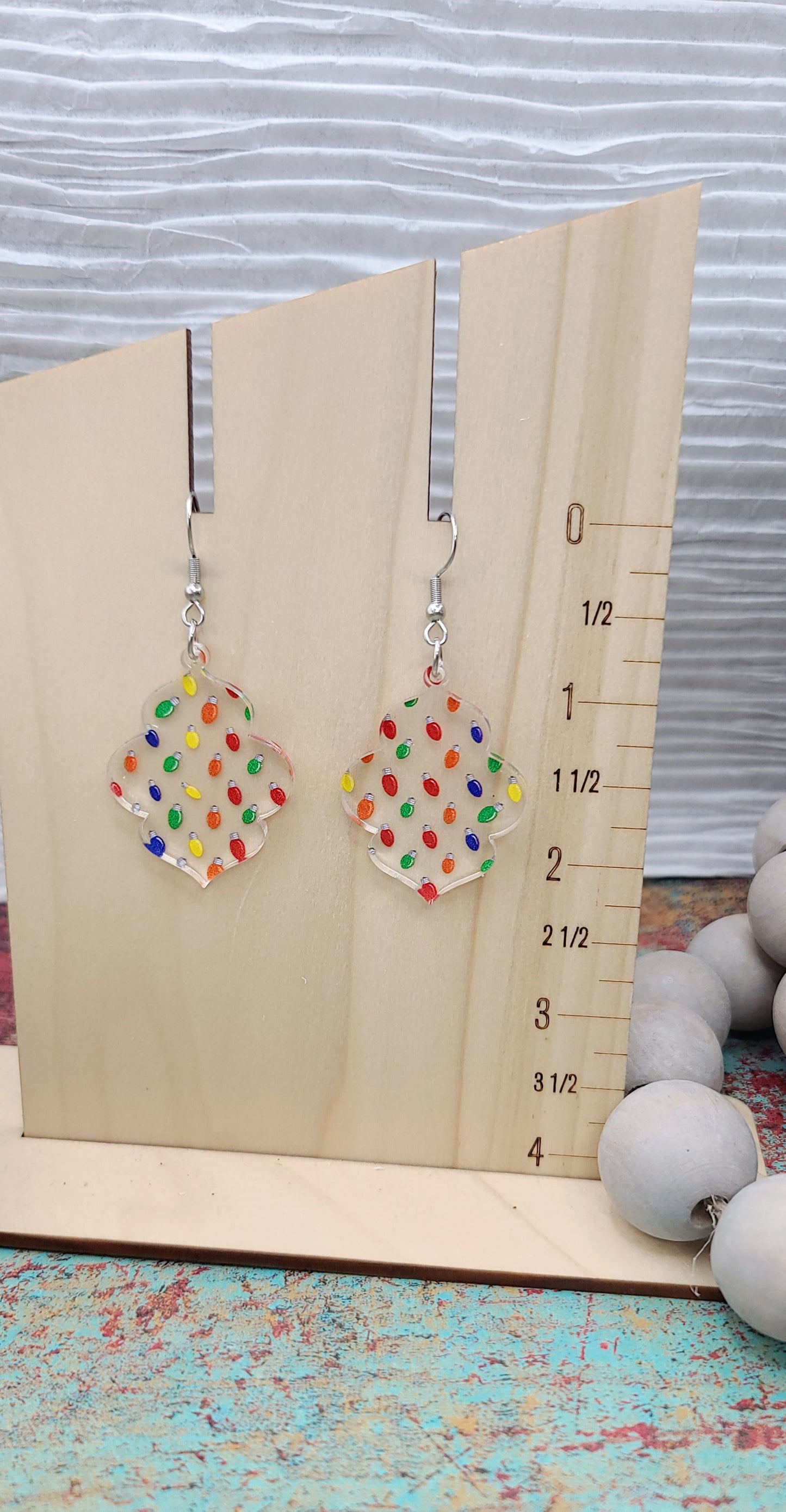 Christmas Lights Quatrefoil Earrings