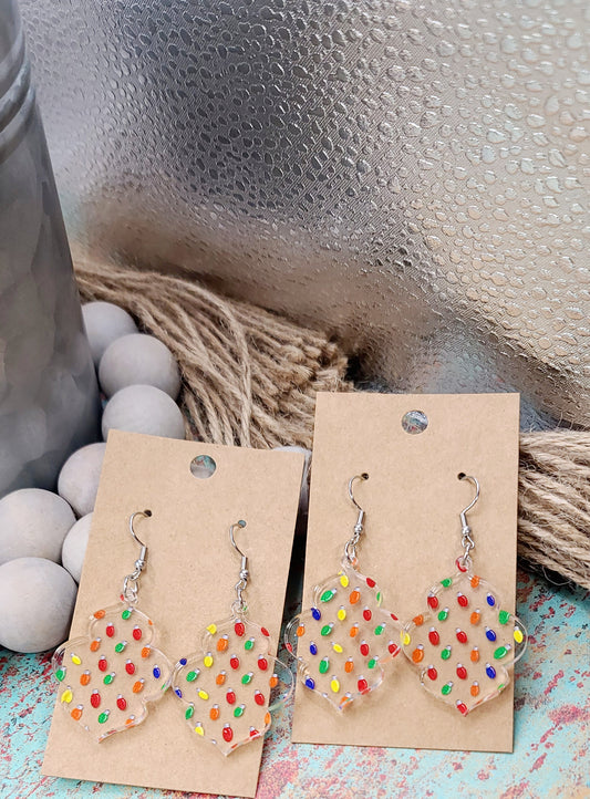 Christmas Lights Quatrefoil Earrings