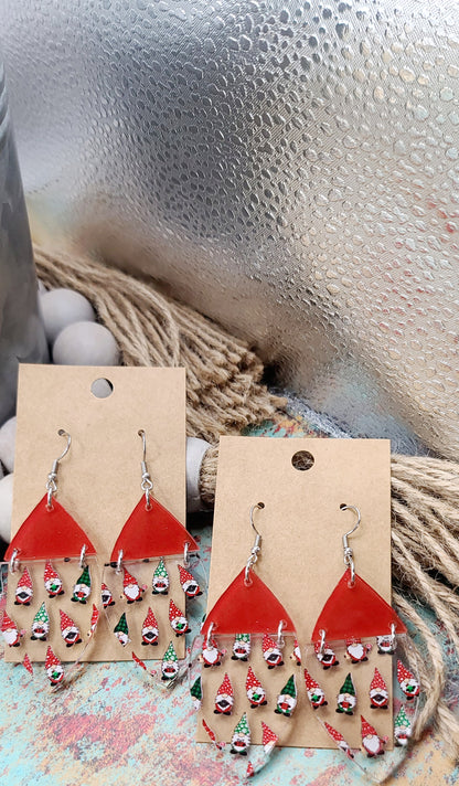 Christmas Gnome Split Petal Earrings