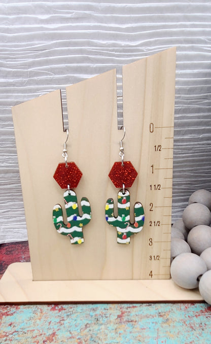 Christmas Cactus Earrings