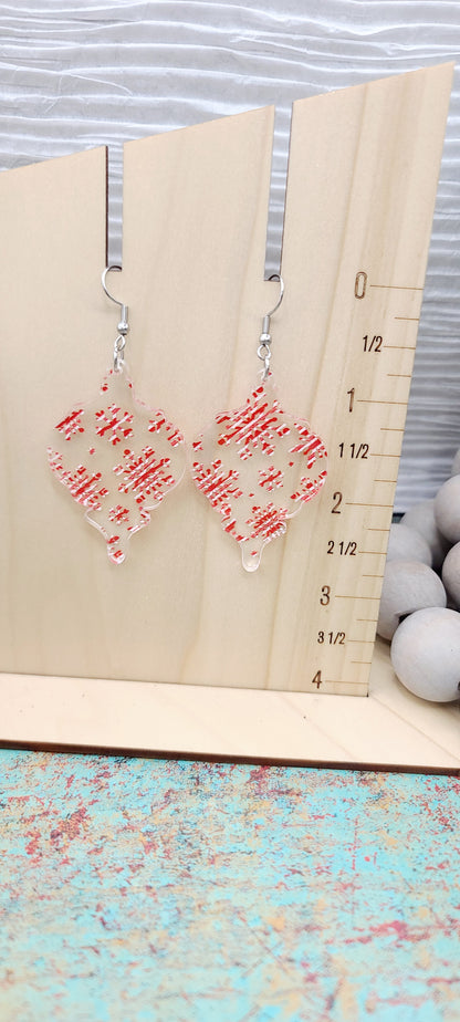 Candy Cane Snowflake Ornament Earrings