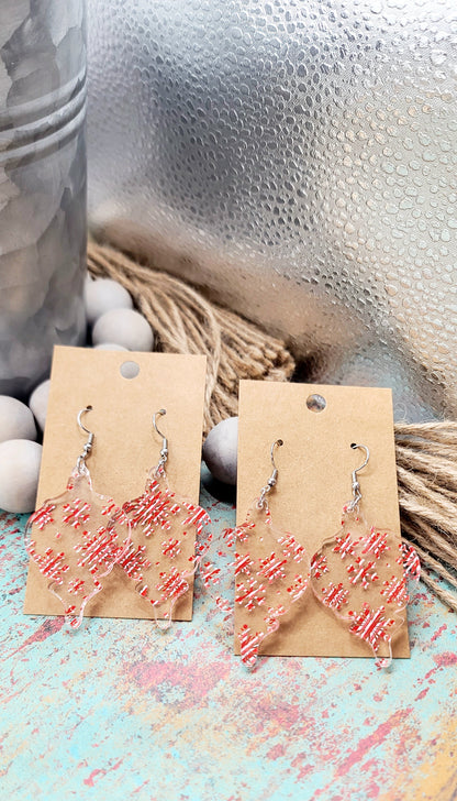 Candy Cane Snowflake Ornament Earrings