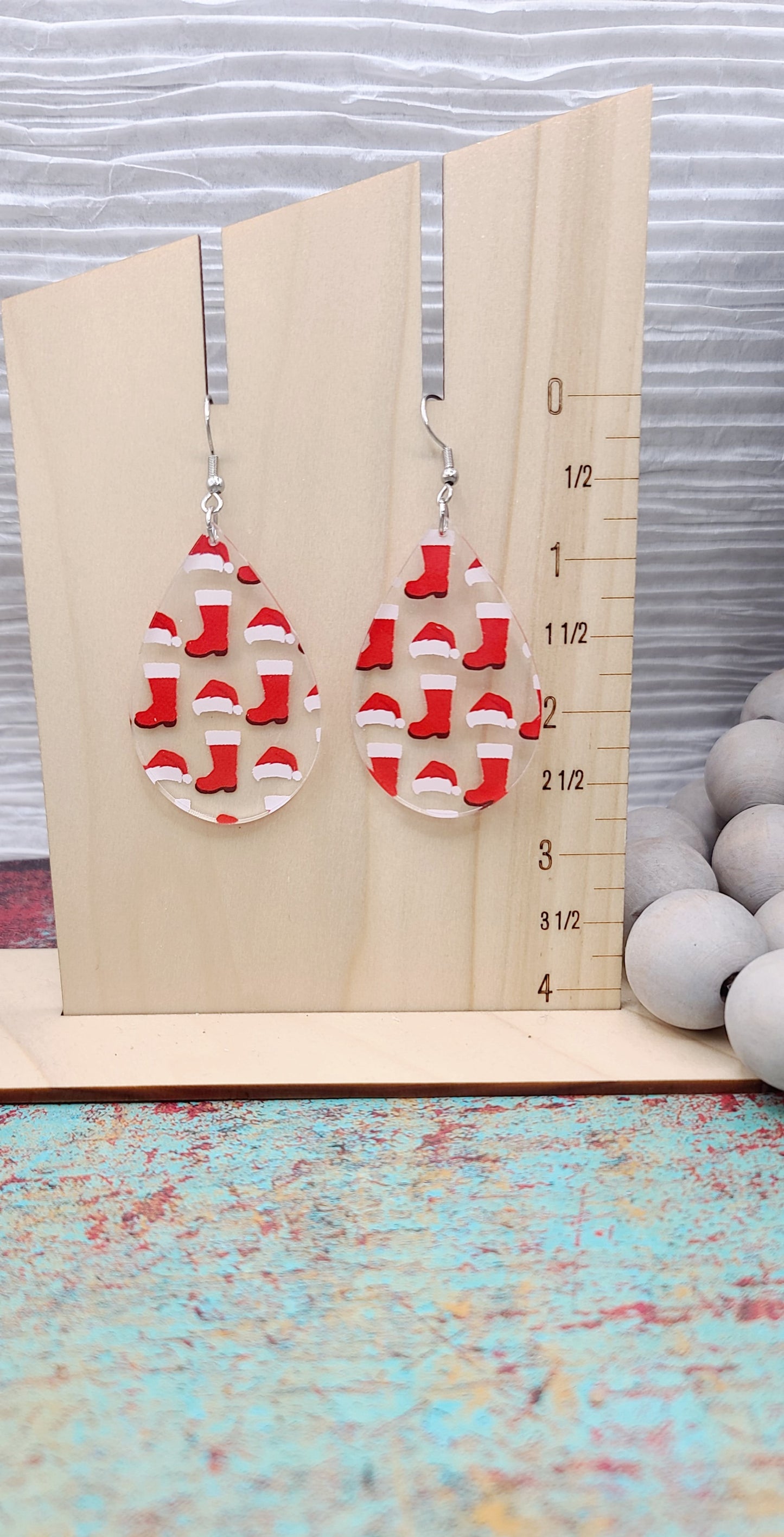 Santa Boots and Hat Teardrop Earrings