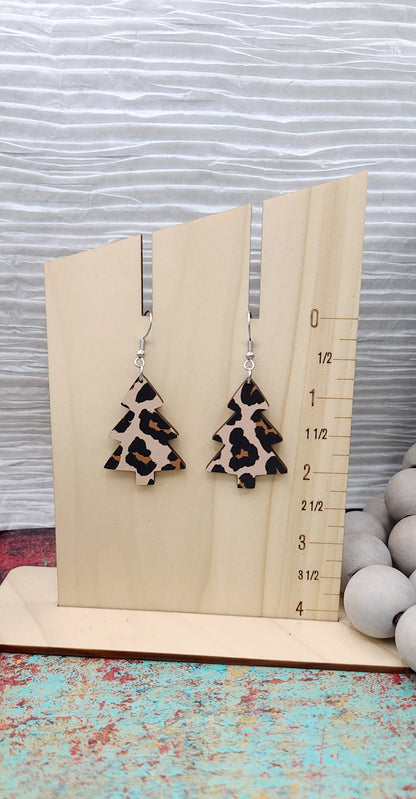 Leopard Christmas Tree Earrings