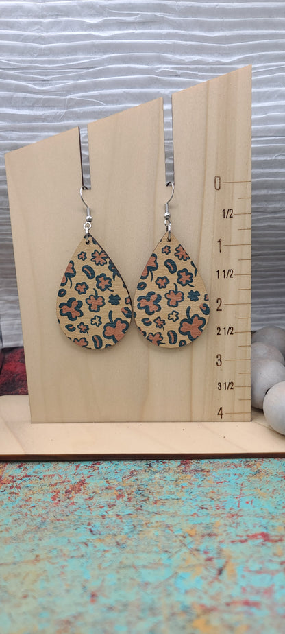 Leopard Shamrock Teardrop Earrings