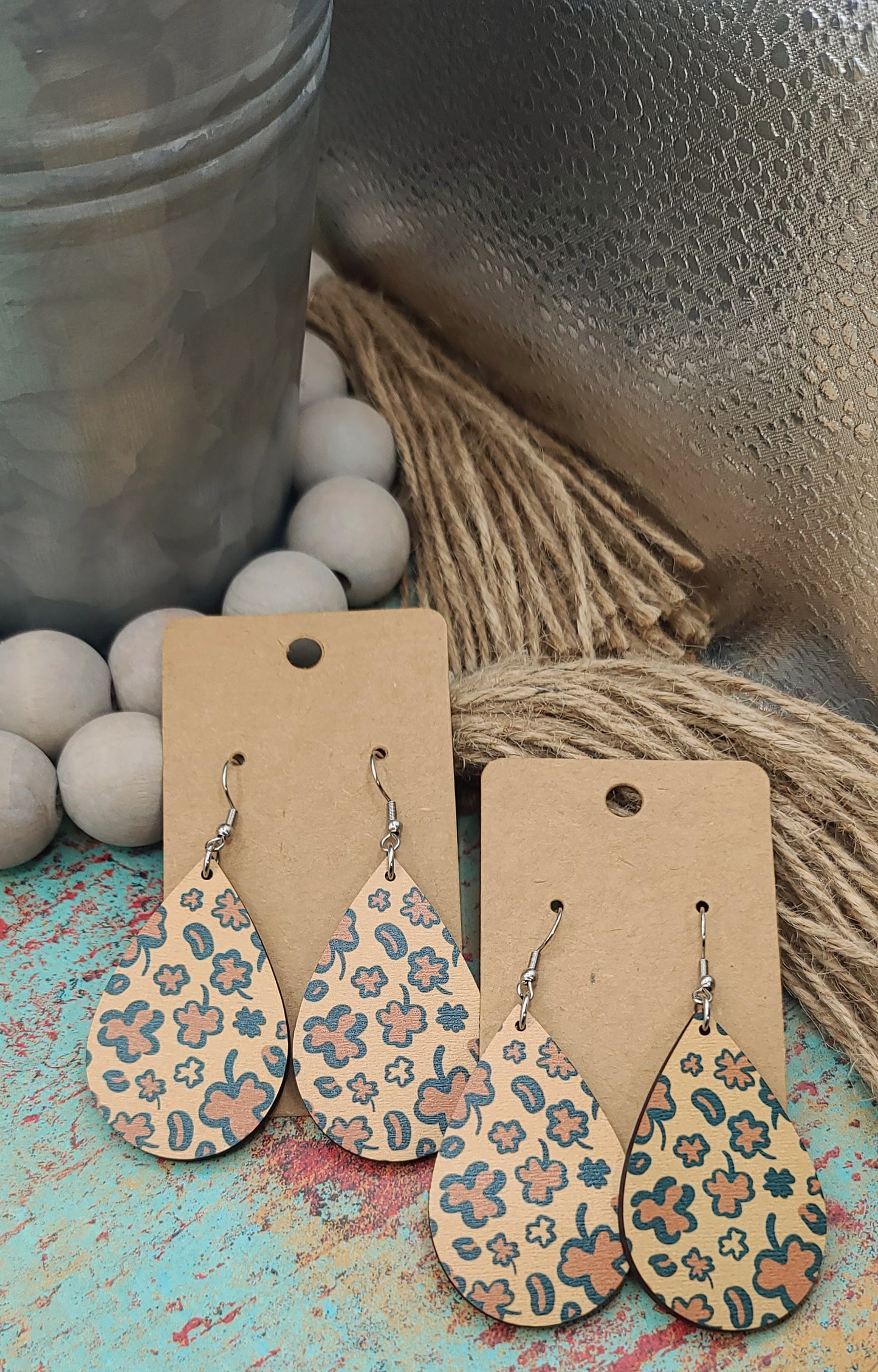 Leopard Shamrock Teardrop Earrings