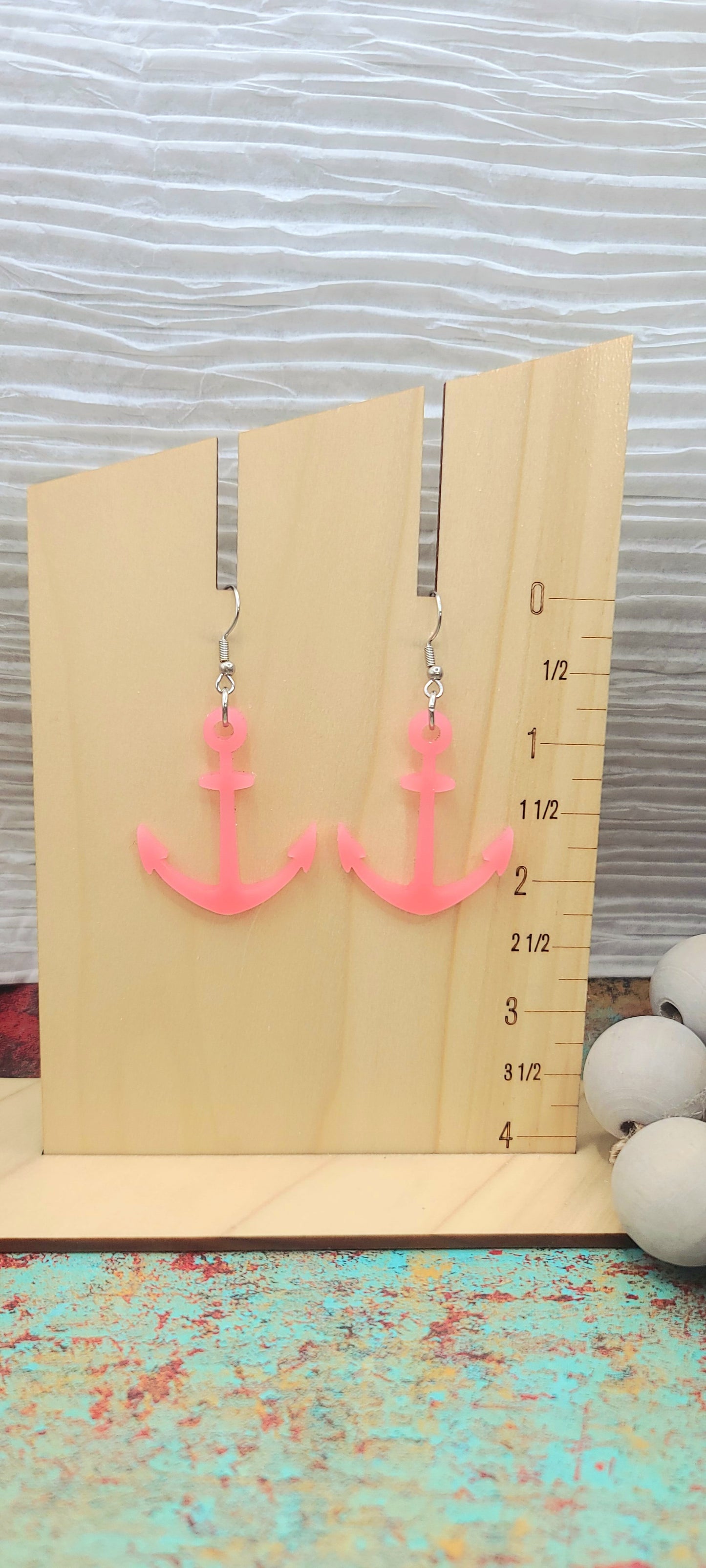 Pink Anchor Earrings
