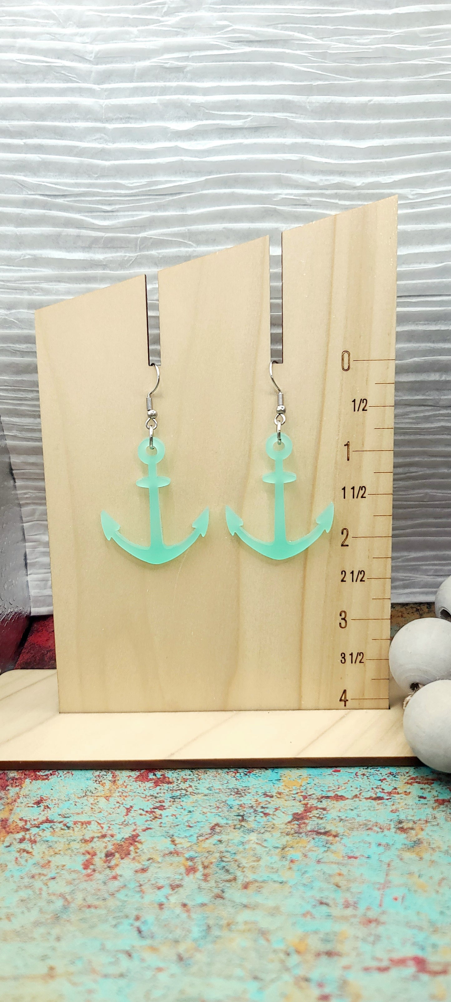 Seafoam Anchor Earrings