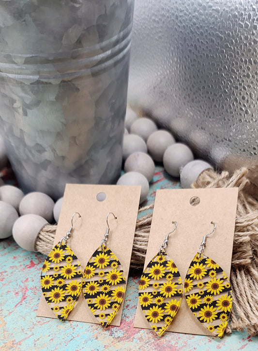 Sunflower Stripe Petal Earrings