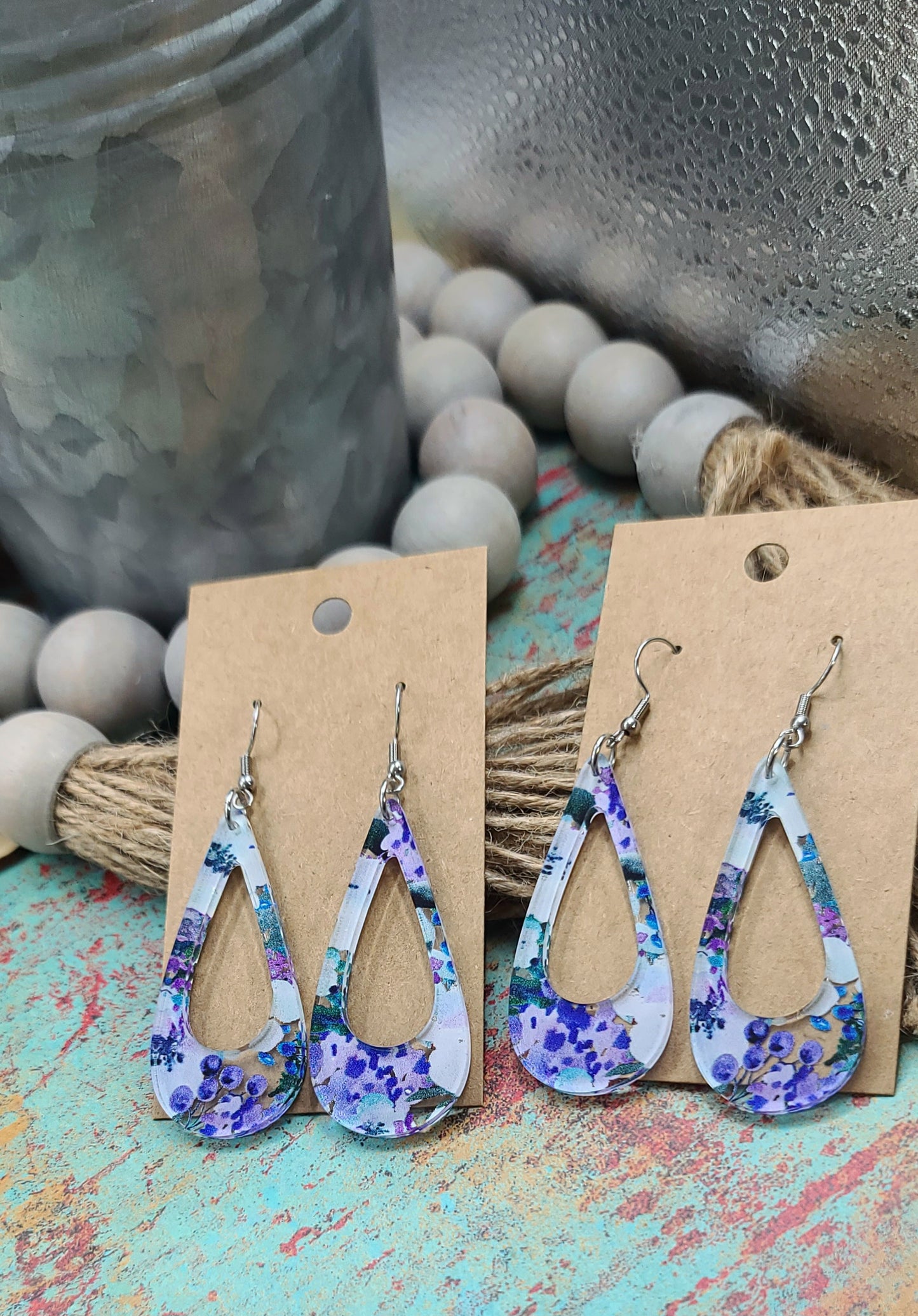 Blueberry Floral Cutout Earrings