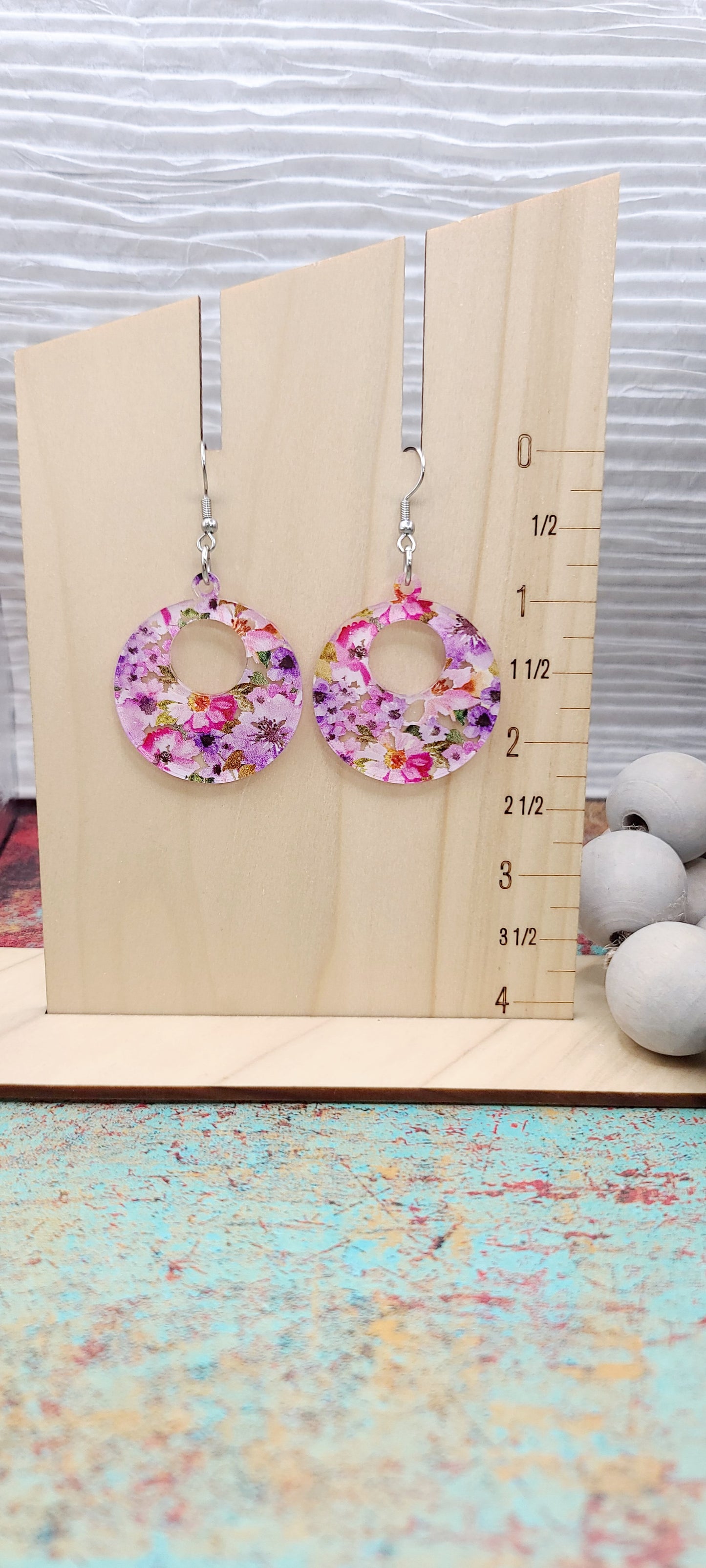 Floral Retro Circle Earrings