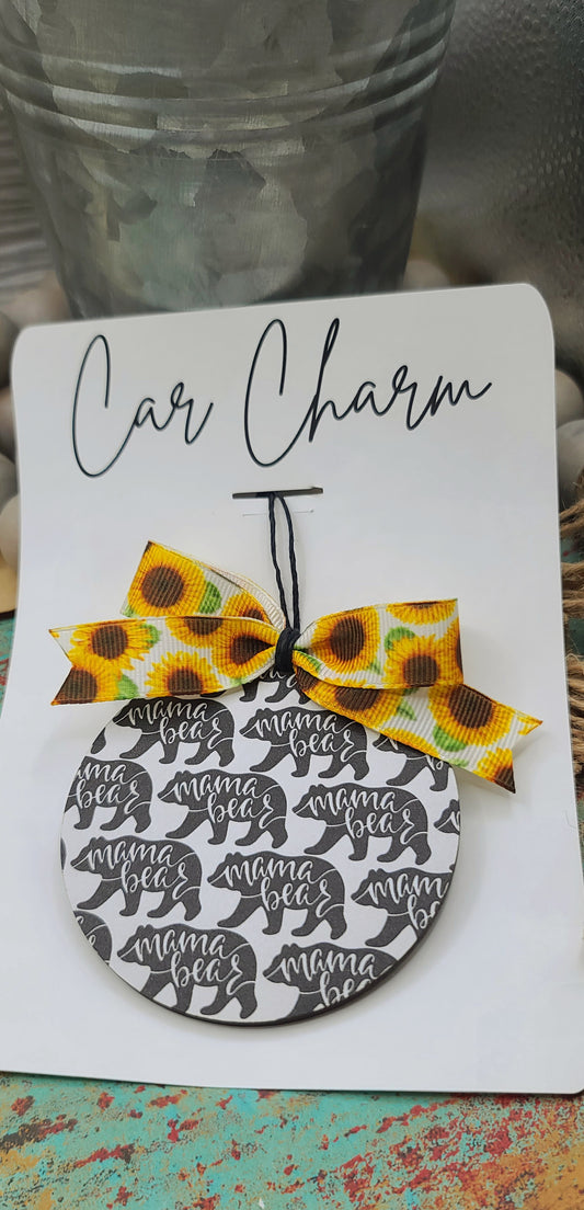 Sunflower Mama Bear Car Charm