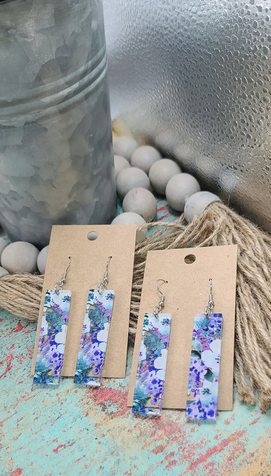 Blueberry Floral Bar Earrings