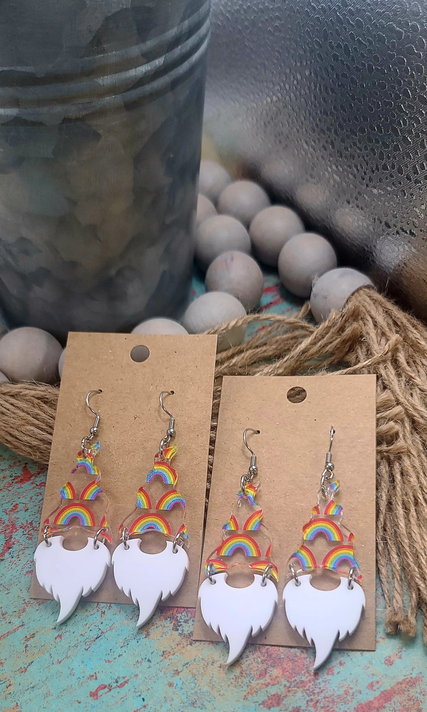 Rainbow Gnome Earrings