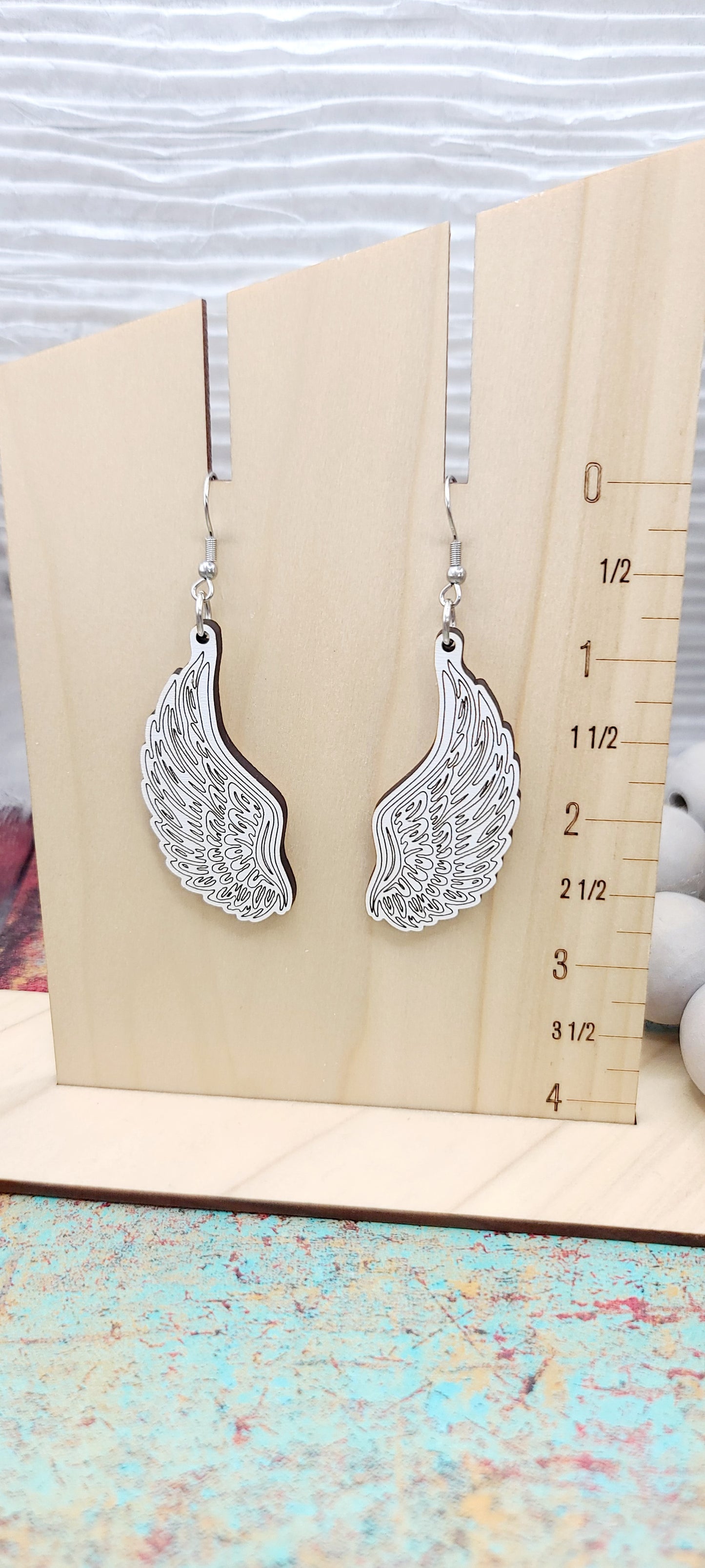 White Angel Wing Earrings