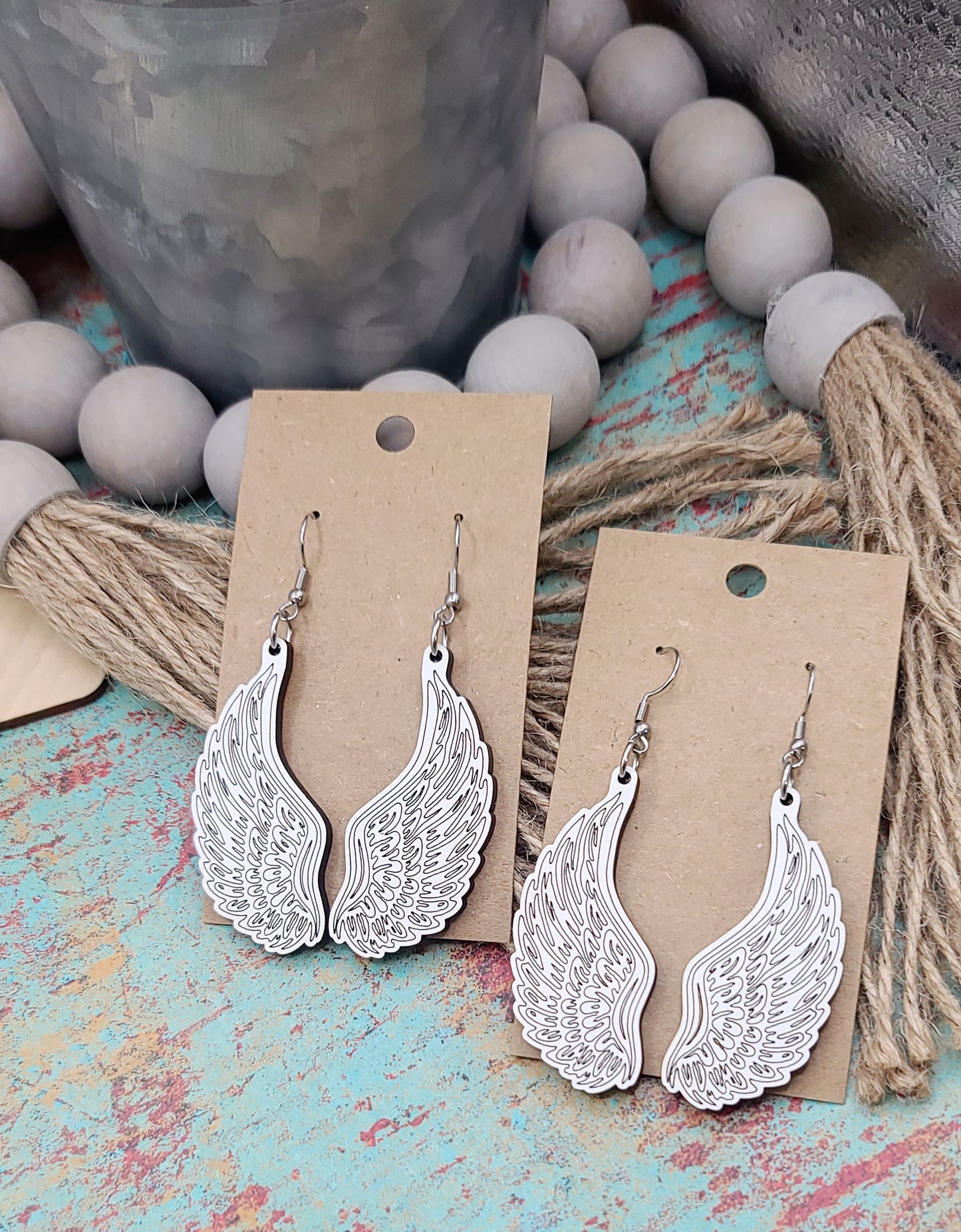 White Angel Wing Earrings