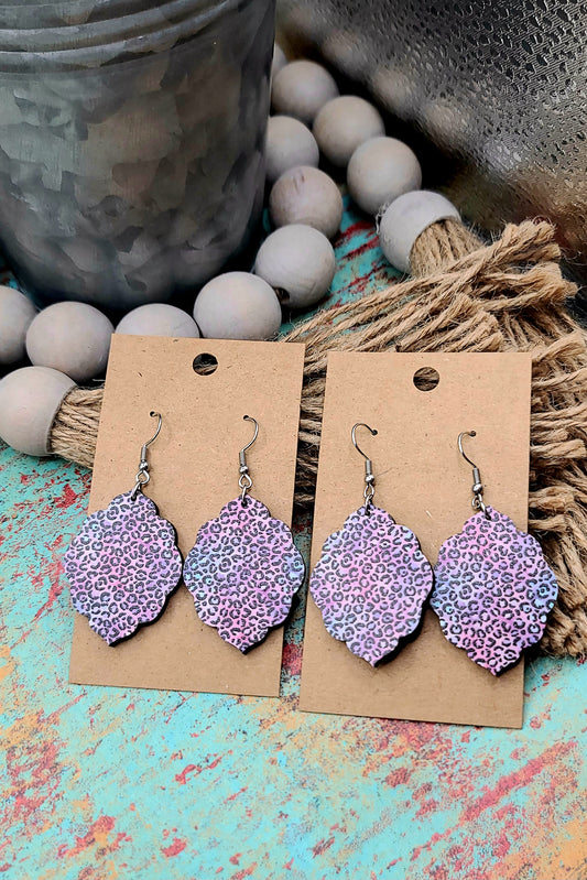 Pastel Leopard Scallop Edge Earrings