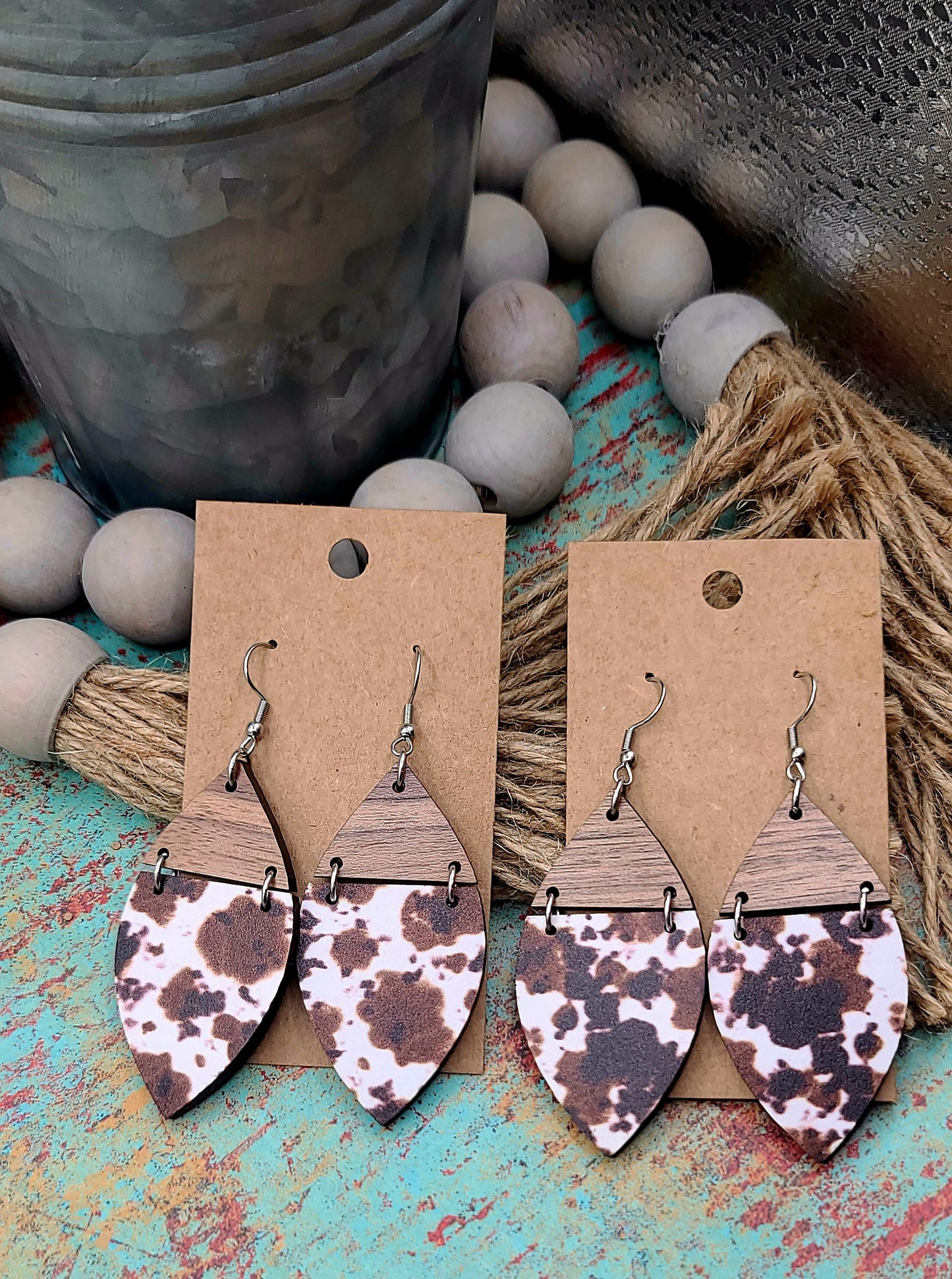 Cowhide Split Petal Earrings