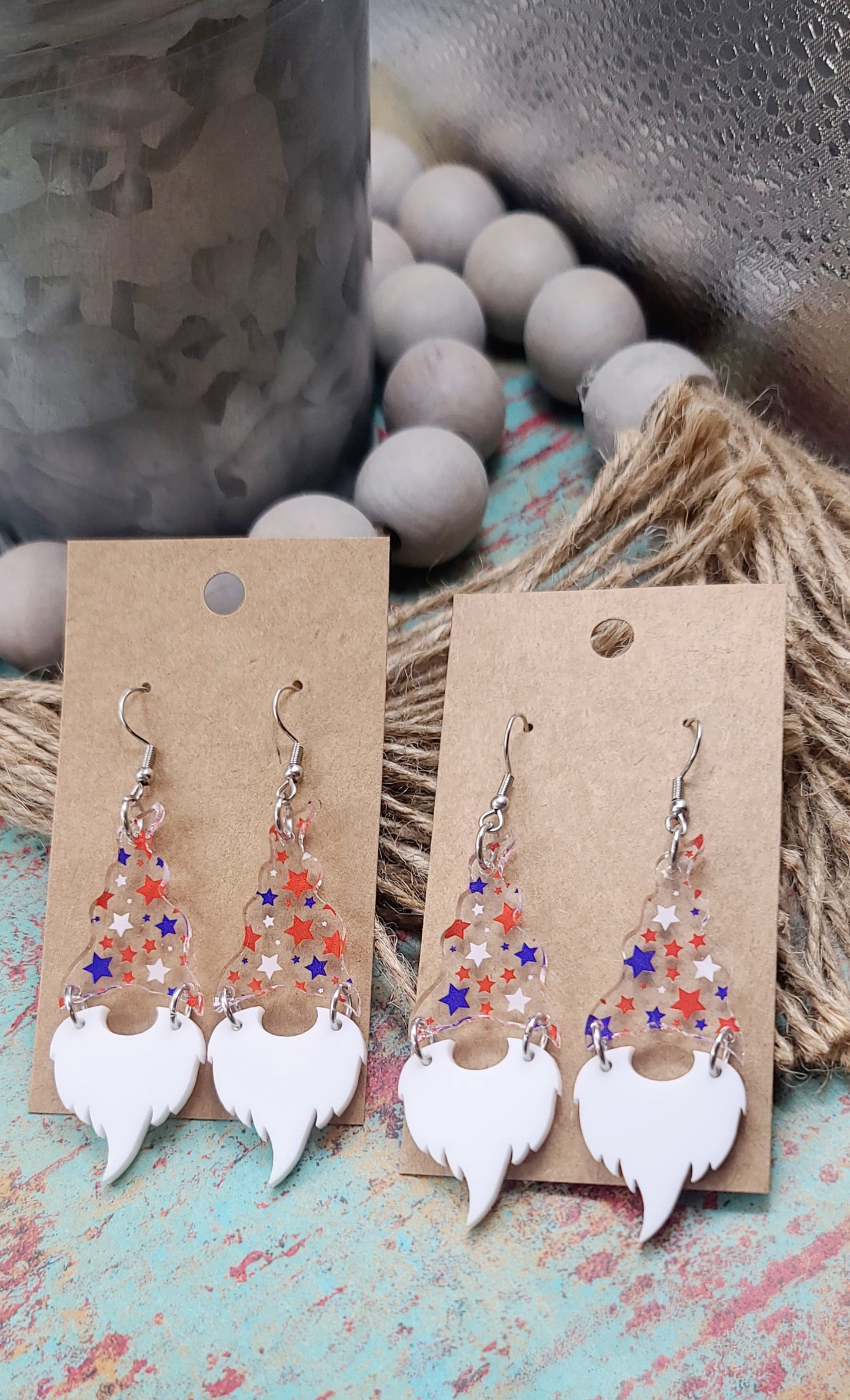 Patriotic Stars Gnome Earrings
