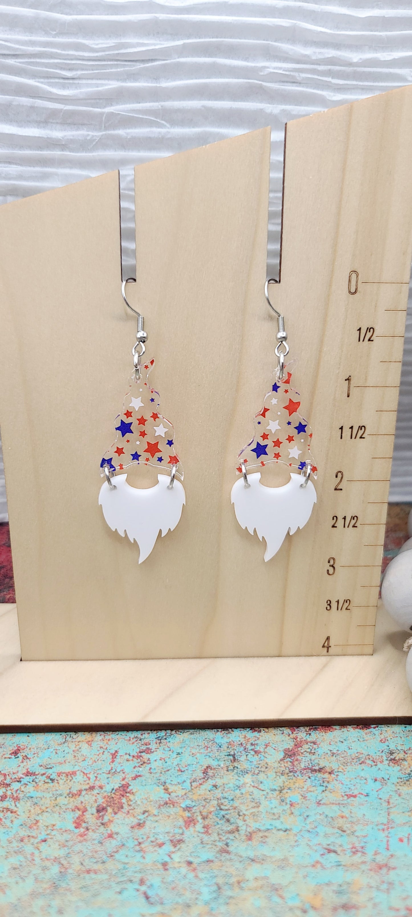 Patriotic Stars Gnome Earrings