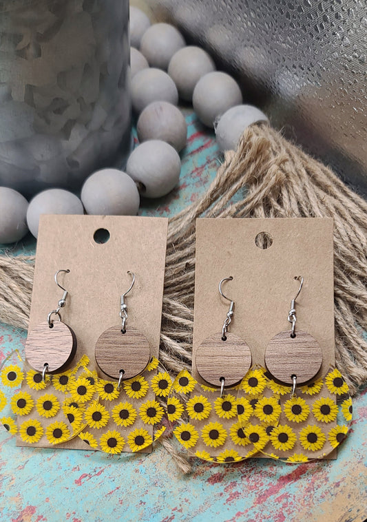 Sunflower Stacked Circle Earrings