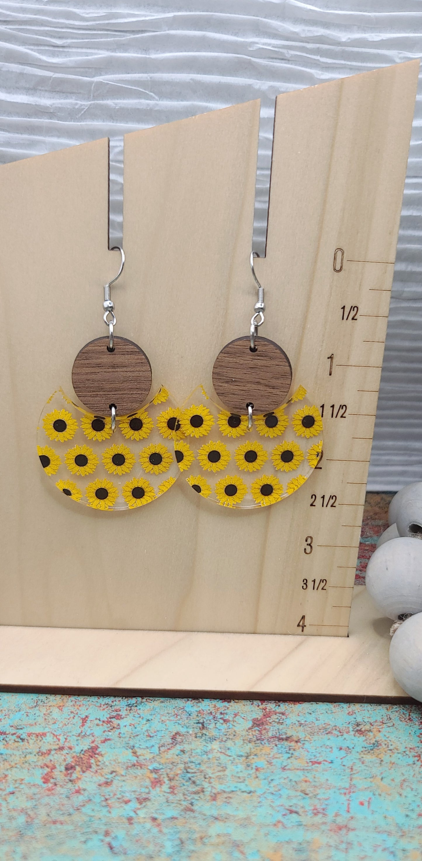 Sunflower Stacked Circle Earrings