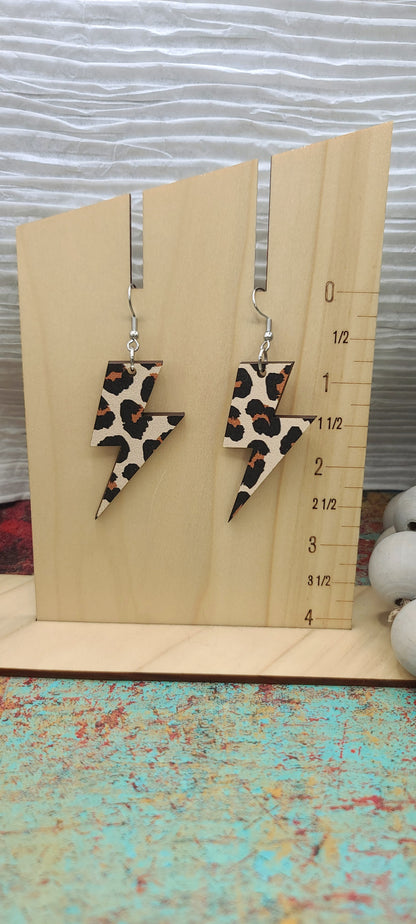 Leopard Lightning Bolt Earrings