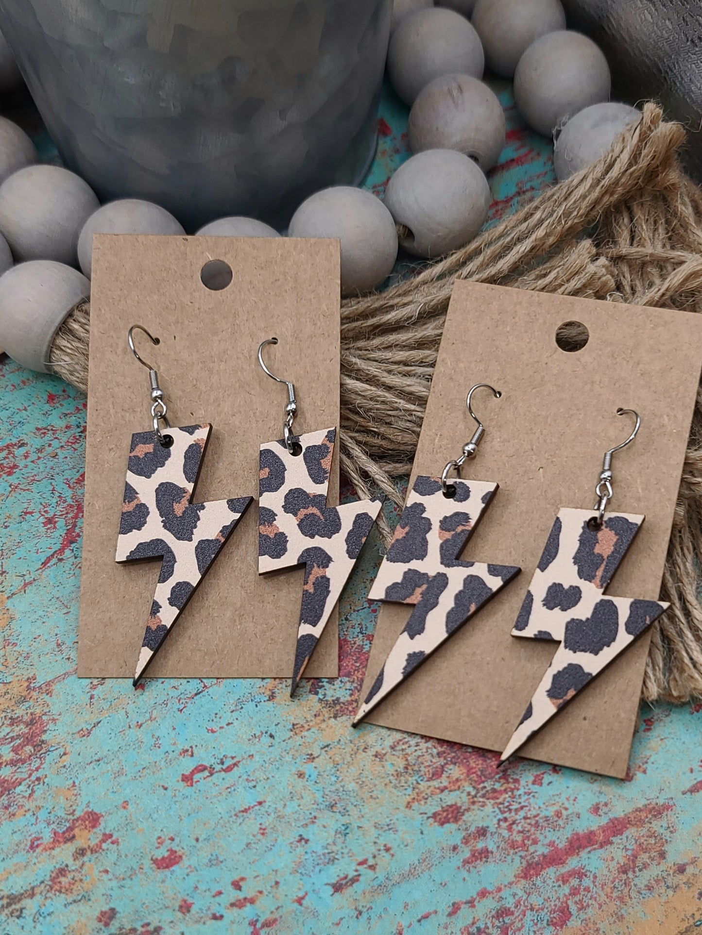 Leopard Lightning Bolt Earrings