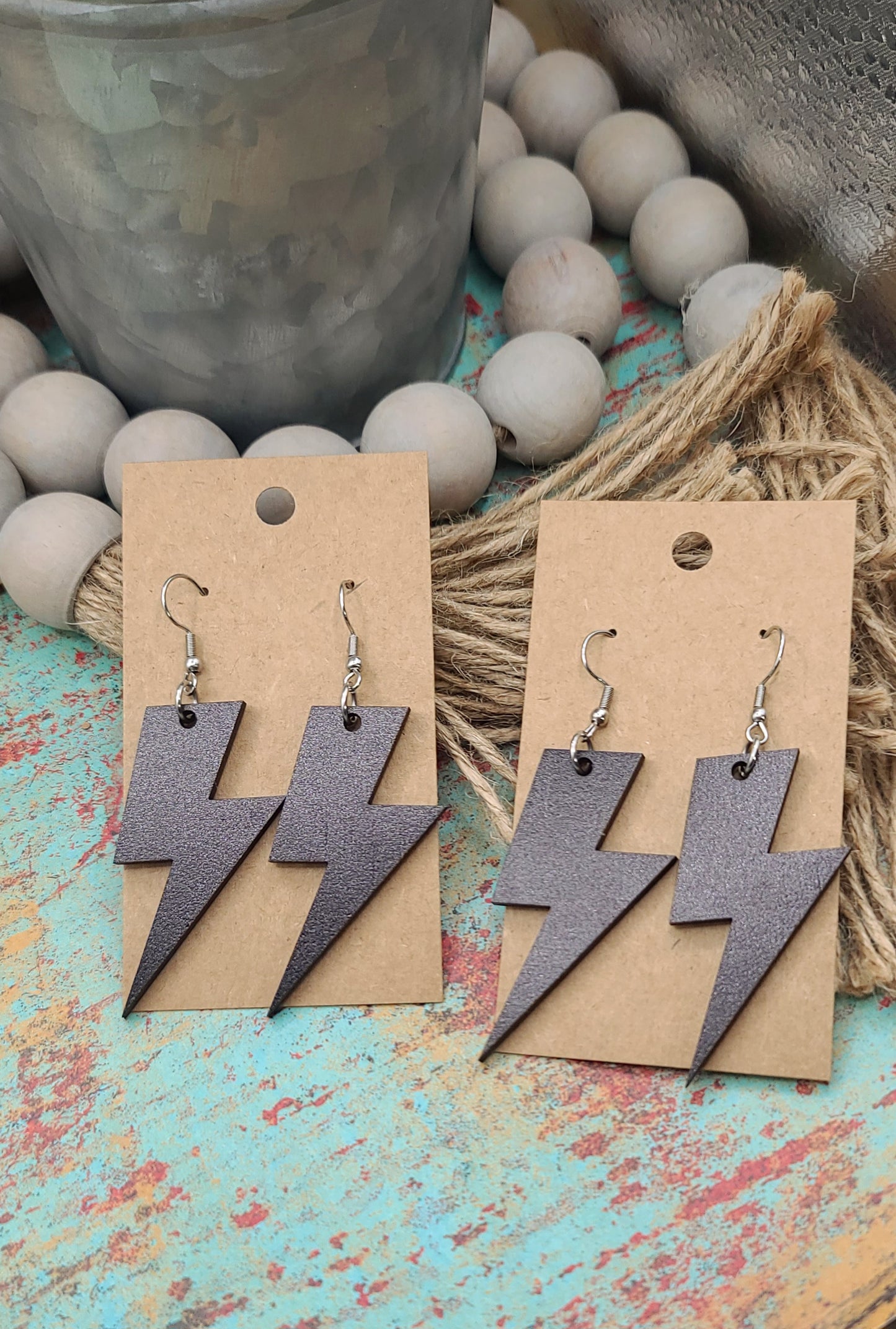 Black Lightning Bolt Earrings