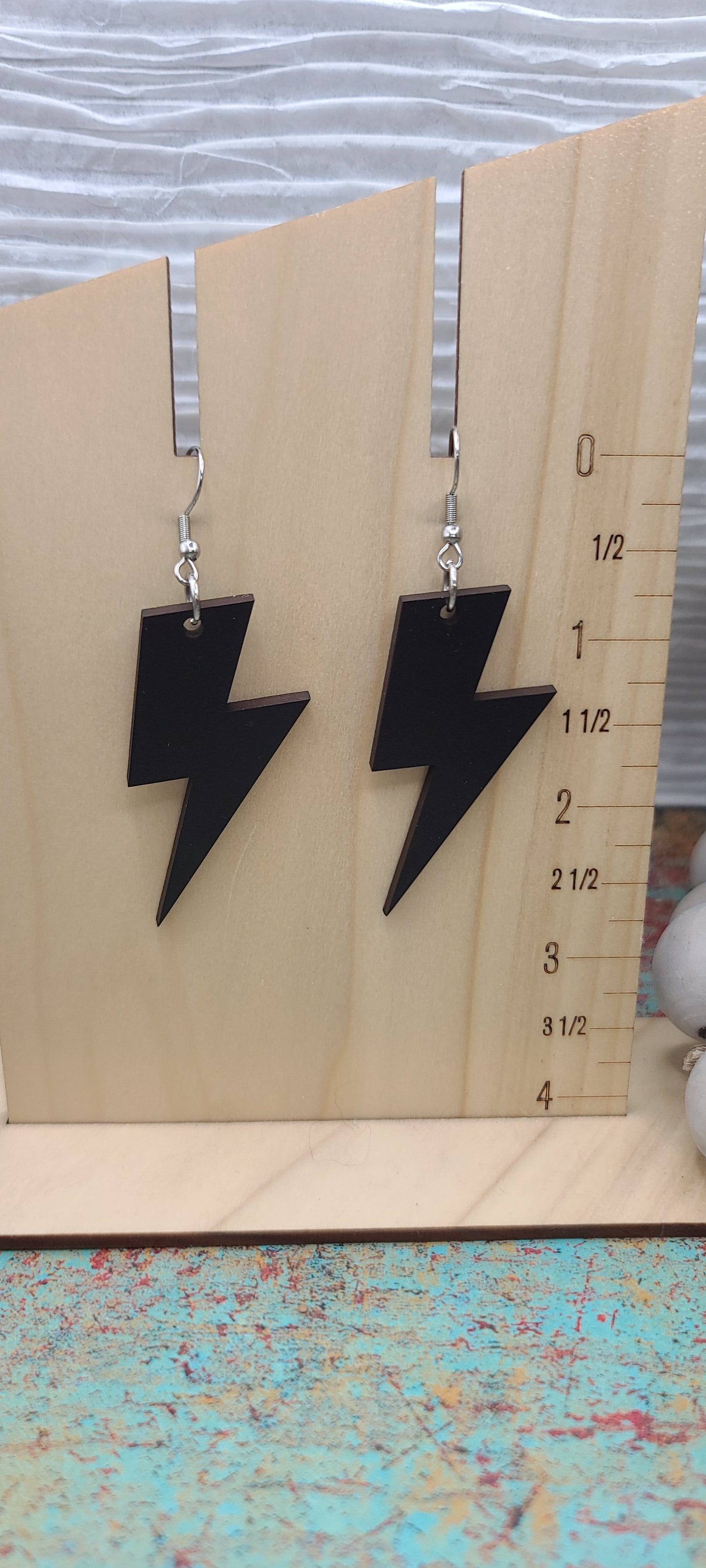 Black Lightning Bolt Earrings