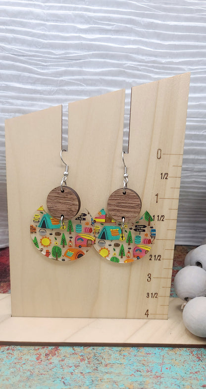 Camping Stacked Circle Earrings