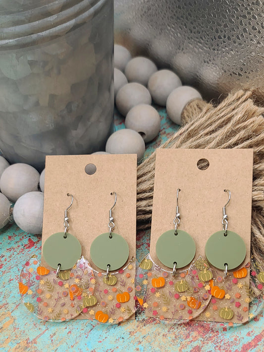 Fall Pumpkin Stacked Circle Earrings