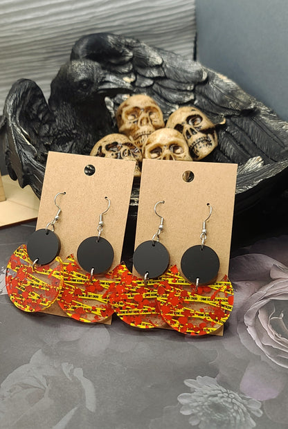 Crime Scene Stacked Circle Earrings