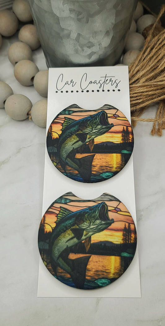 Bass Fish Car Coasters