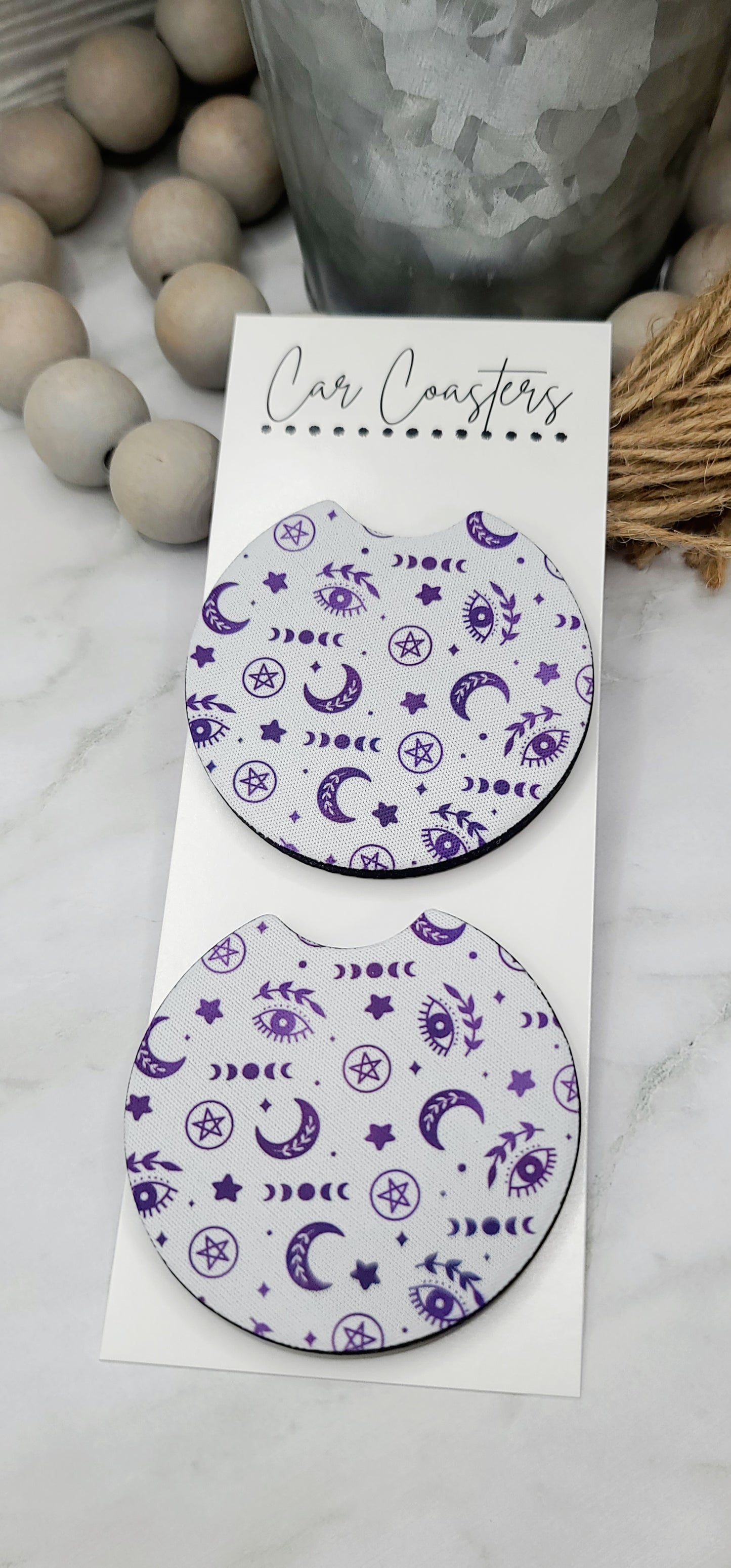 Purple and White Mystic Coasters