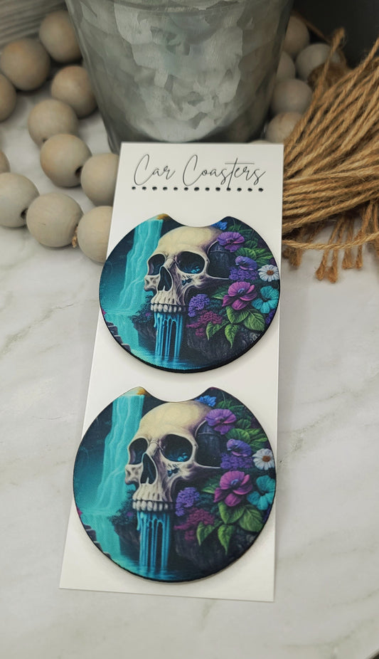 Waterfall Skull Car Coasters