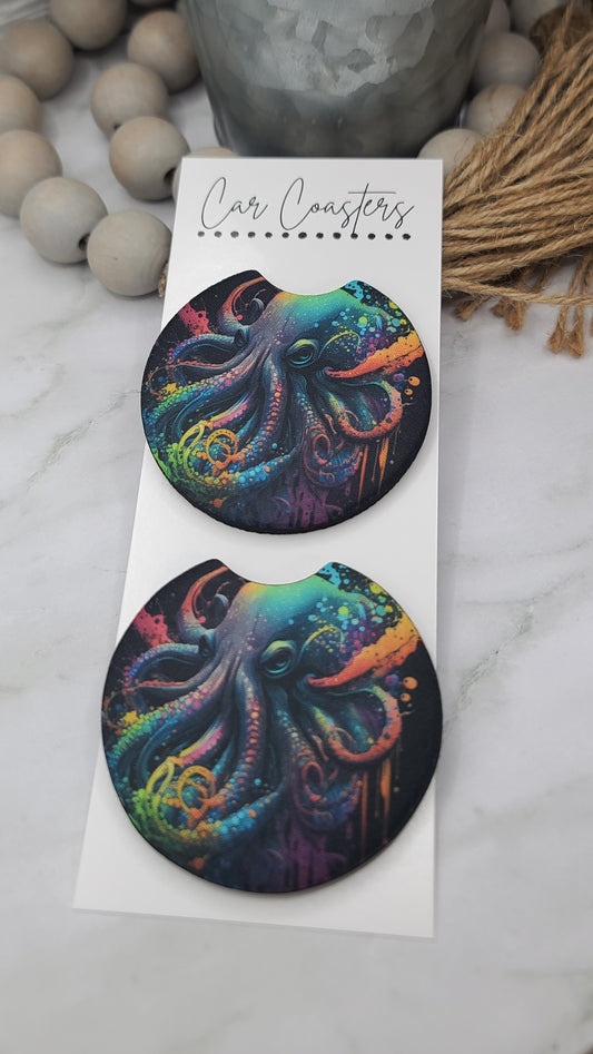 Rainbow Octopus Car Coasters