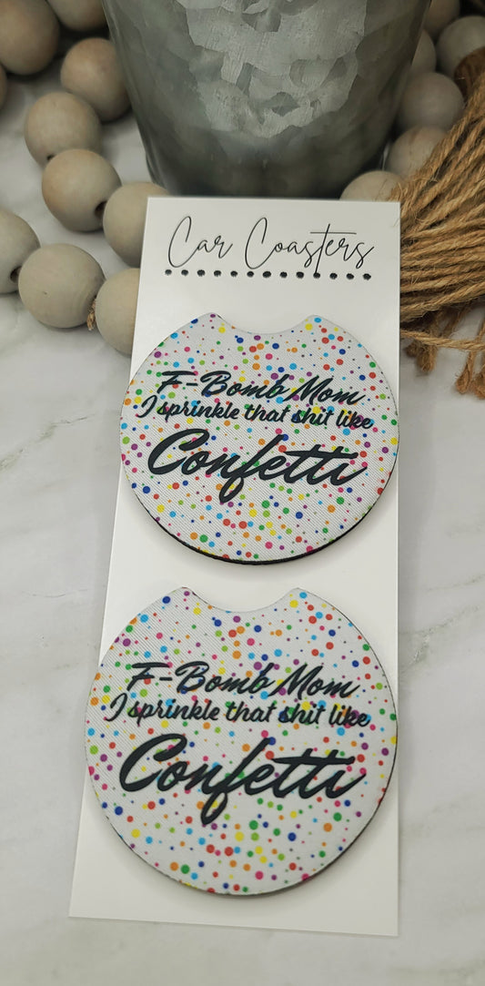 Confetti F-Bomb Car Coasters